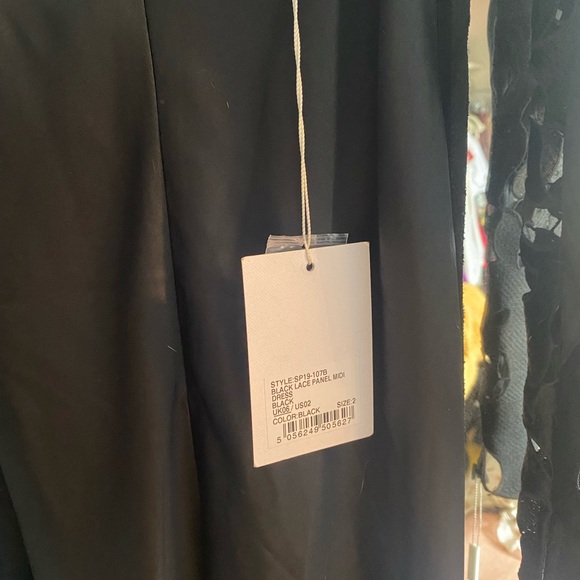 Rare NWT Self-Portrait long black satin and lace panel gown dress with sleeves - Picture 8 of 12